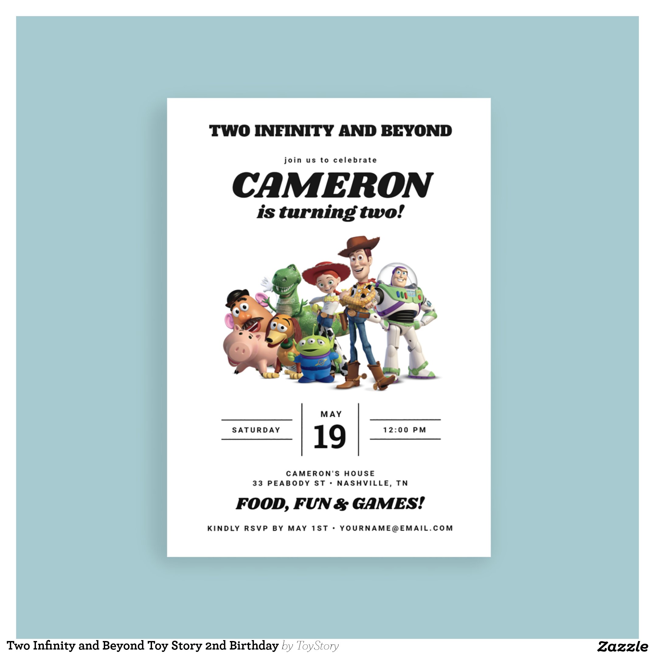 Two Infinity and Beyond Toy Story 2nd Birthday Invitation