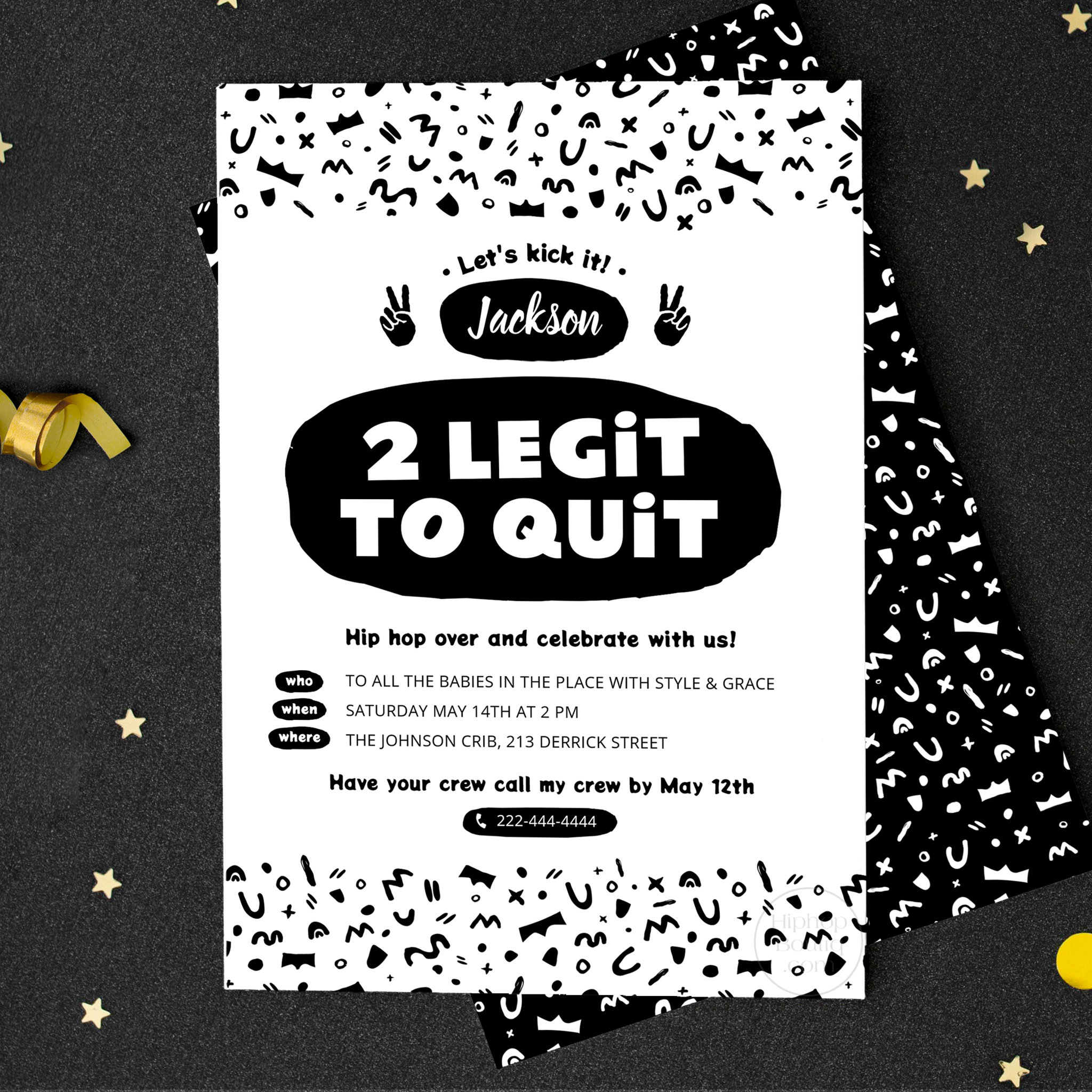 Two Legit To Quit, 90s Hip Hop Birthday Invitation