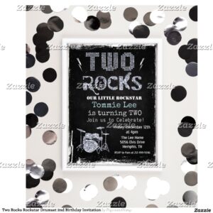 Two Rocks Rockstar Drumset 2nd Birthday Invitation