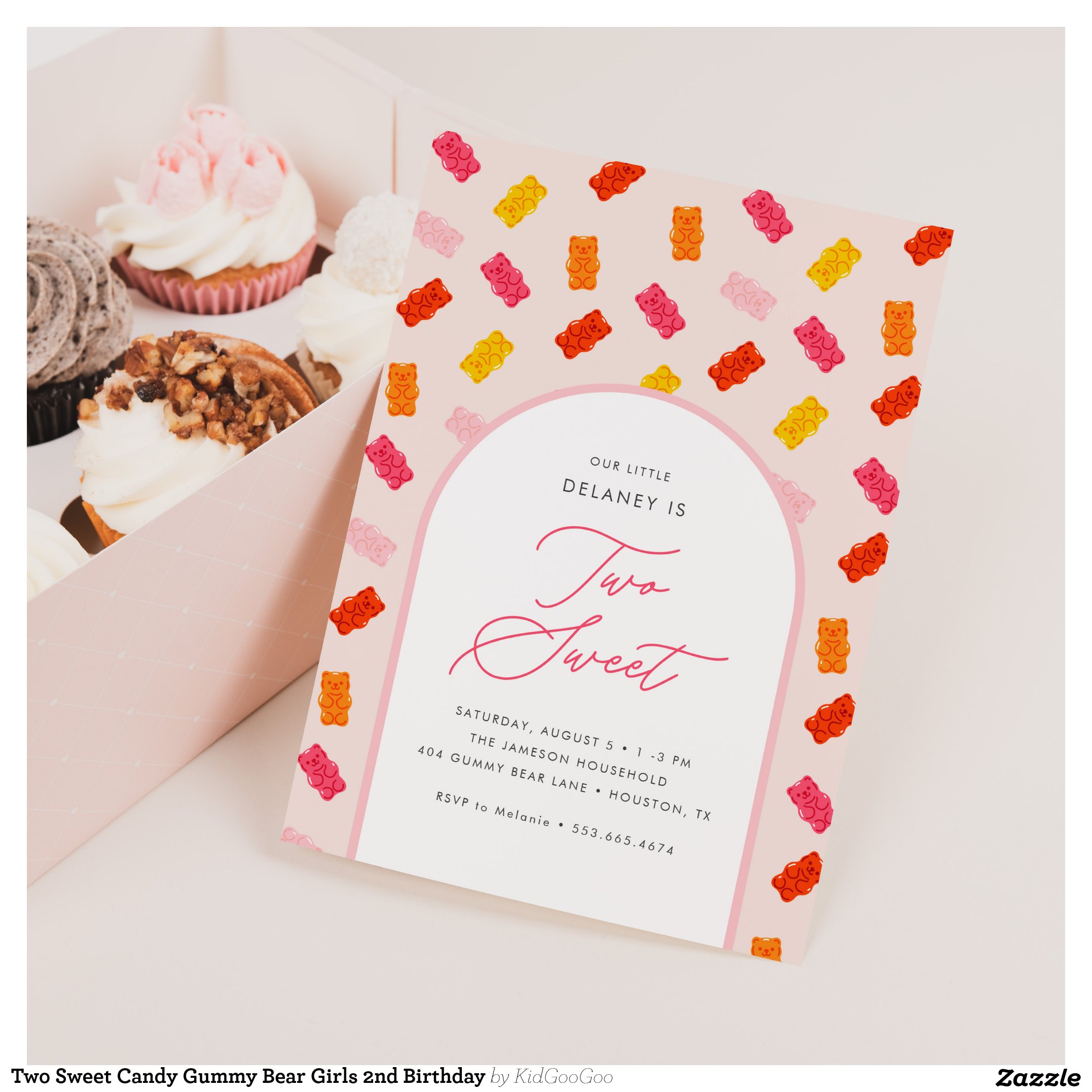 Two Sweet Candy Gummy Bear Girls 2nd Birthday Invitation