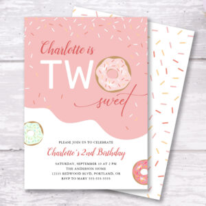Two Sweet Girl 2nd Birthday Invitation