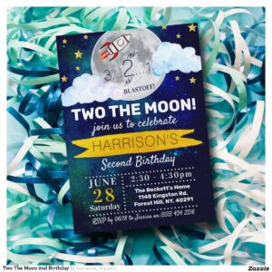 Two The Moon 2nd Birthday Invitation