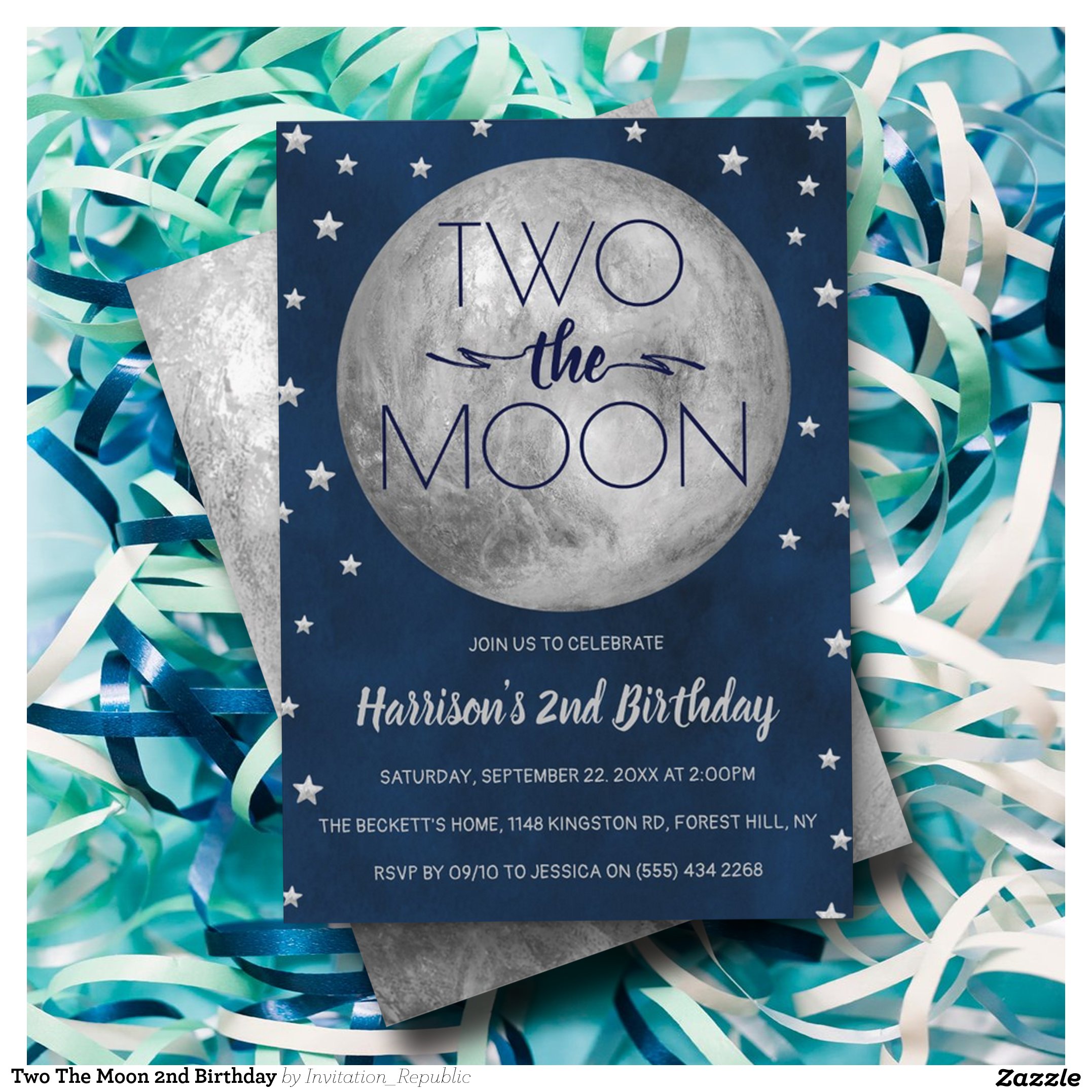Two The Moon 2nd Birthday Invitation
