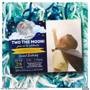Two The Moon 2nd Birthday Photo Invitation