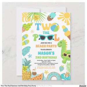 Two The Pool Summer 2nd Birthday Pool Party Invitation