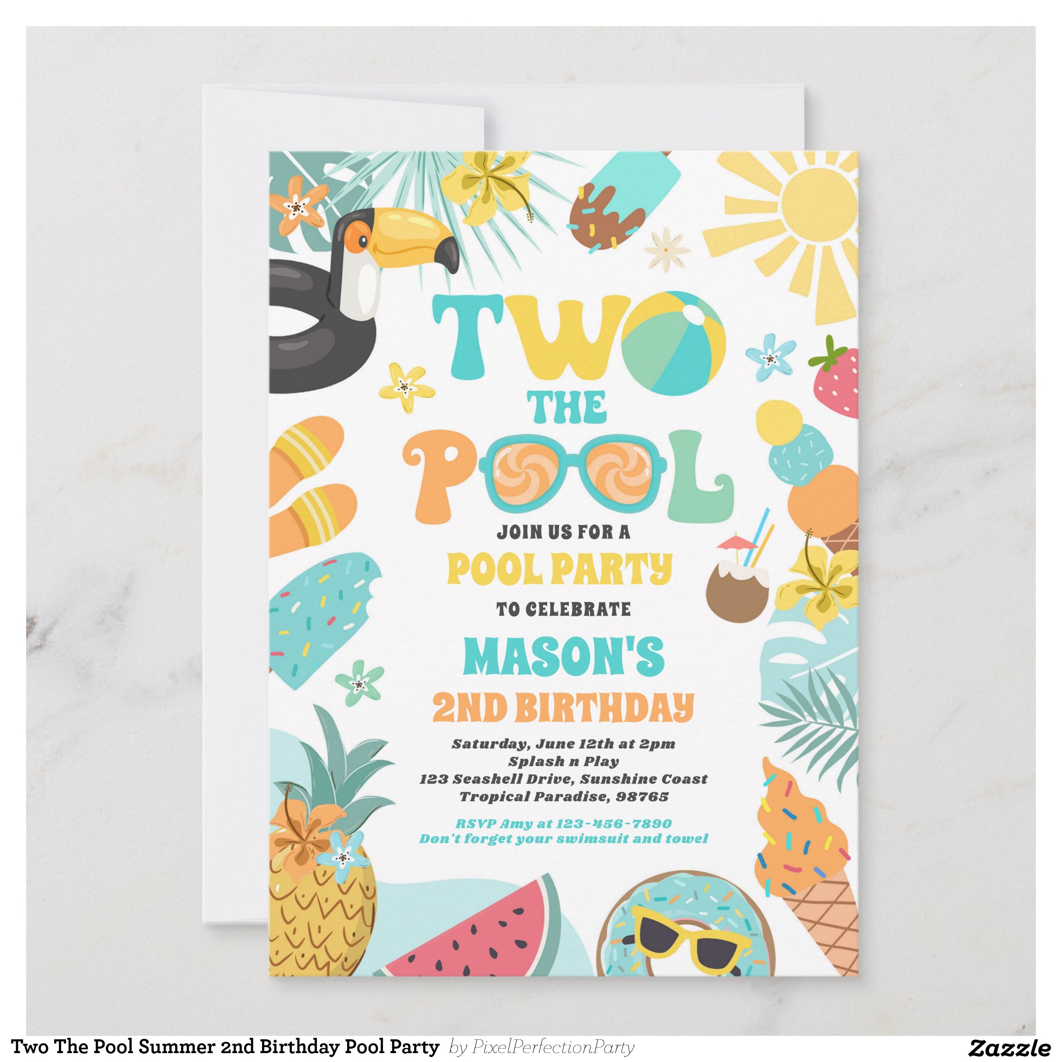 Two The Pool Summer 2nd Birthday Pool Party Invitation