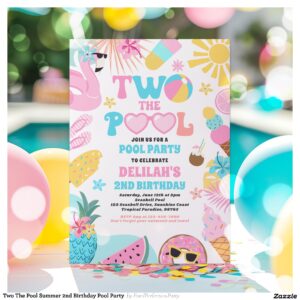 Two The Pool Summer 2nd Birthday Pool Party Invitation