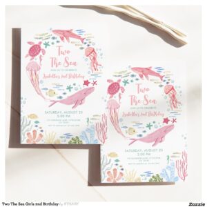 Two The Sea Girls 2nd Birthday Invitation