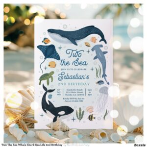 Two The Sea Whale Shark Sea Life 2nd Birthday Invitation