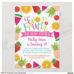 TWO-tti Frutti How Cutie 2nd Birthday Invitation