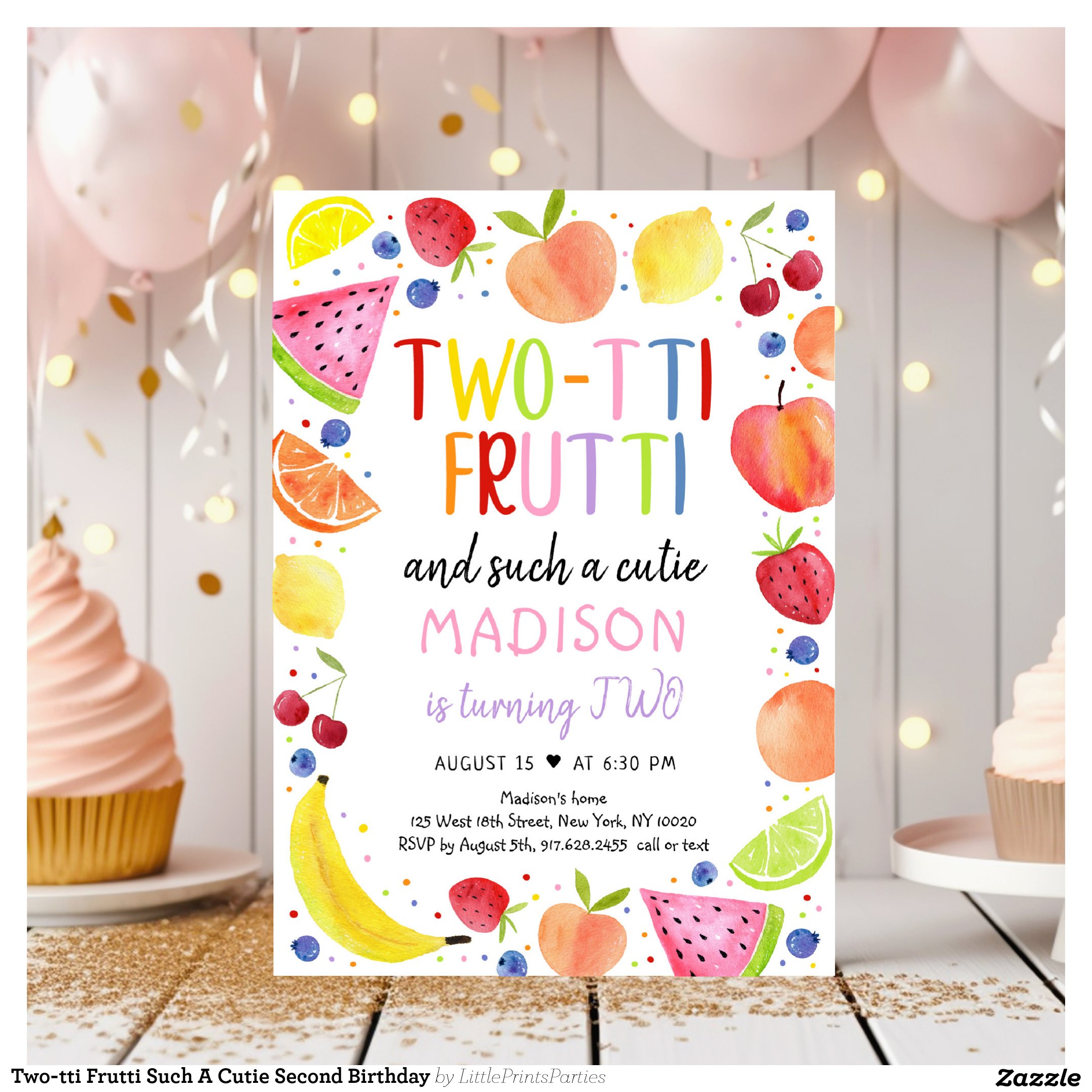 Two-tti Frutti Such A Cutie Second Birthday Invitation