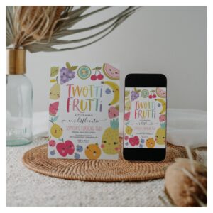 Twotti Frutti Second Birthday Party Invitation
