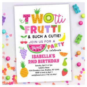 TWOtti Frutti Tropical Fruit Summer 2nd Birthday Invitation