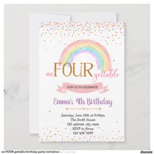 un FOUR gettable birthday party invitation