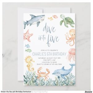 Under the Sea 5th Birthday Invitation