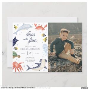 Under the Sea 5th Birthday Photo Invitation