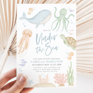 Under The Sea Baby Shower Ocean Animals Boy Invitation