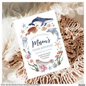 Under the Sea Nautical Ocean Animals Boy Birthday Invitation