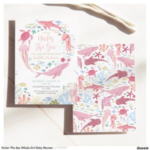 Under The Sea Whale Girl Baby Shower Invitation
