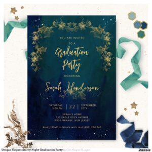 Unique Elegant Starry Night Graduation Party Invitation