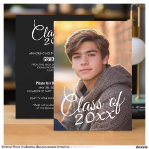 Vertical Photo Graduation Announcement Invitation