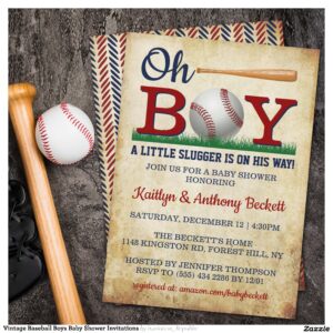 Vintage Baseball Boys Baby Shower Invitations