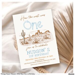 Vintage Desert Western Wild West One 1st Birthday Invitation