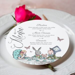 Vintage Fairytale Alice in Wonderland Tea Party Menu