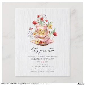 Watercolor Bridal Tea Party Wildflower Invitation