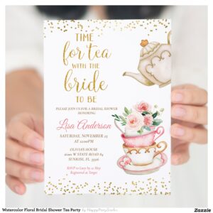 Watercolor Floral Bridal Shower Tea Party Invitation