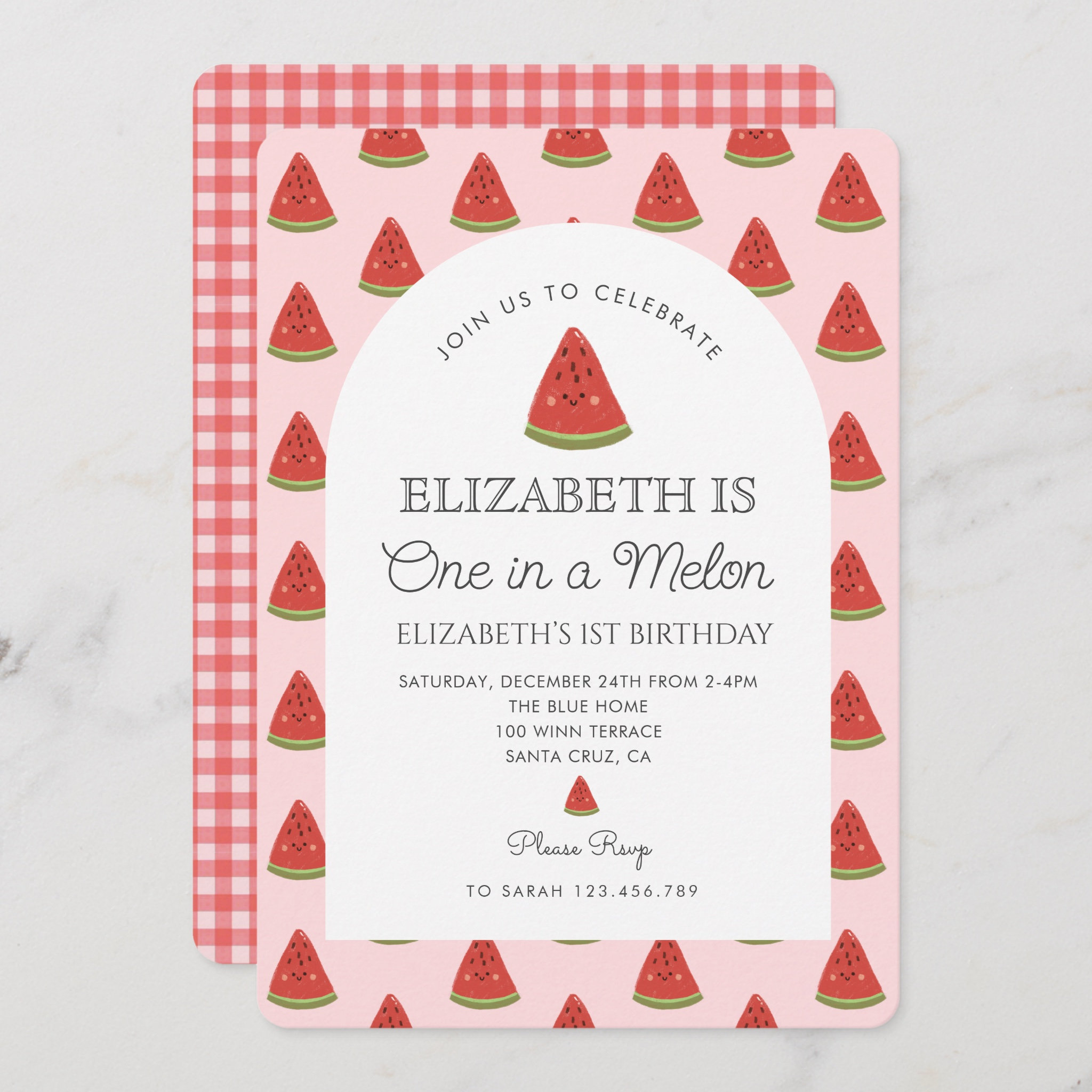 Watermelon One in a melon 1st birthday Invitation