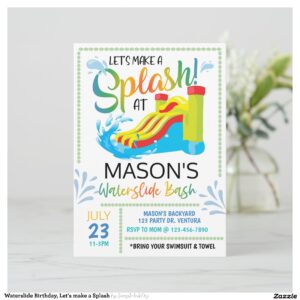Waterslide Birthday, Let's make a Splash Invitation