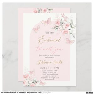 We are Enchanted To Meet You Baby Shower Girl Invitation