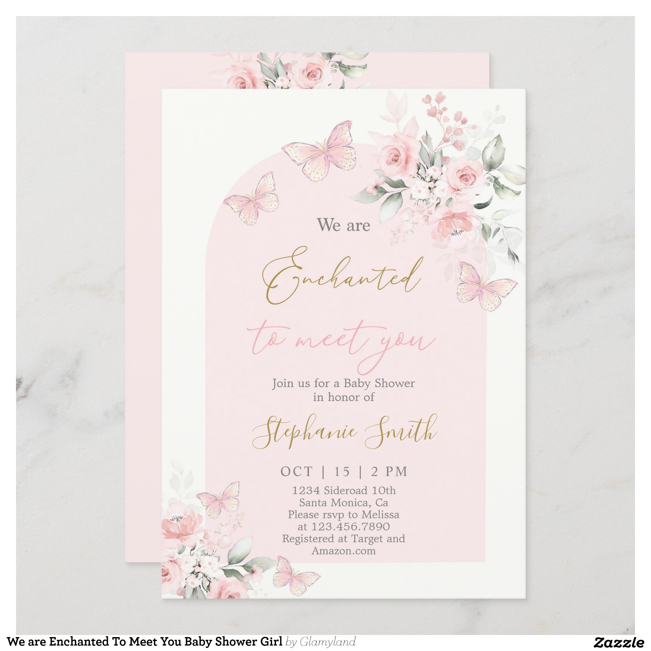 We are Enchanted To Meet You Baby Shower Girl Invitation
