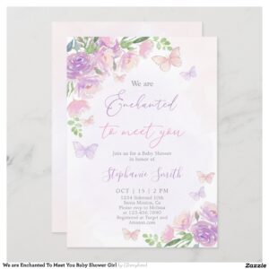 We are Enchanted To Meet You Baby Shower Girl Invitation