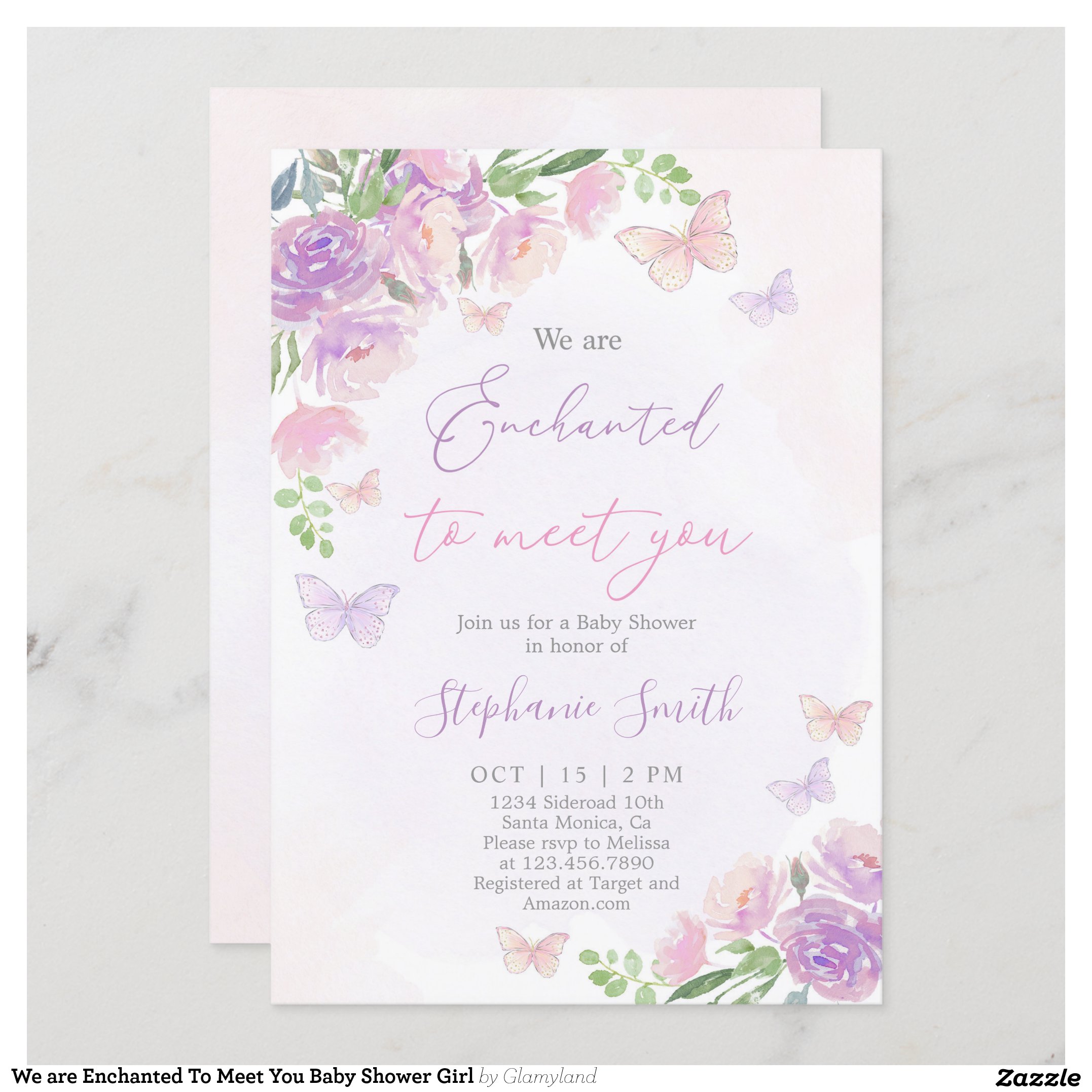 We are Enchanted To Meet You Baby Shower Girl Invitation