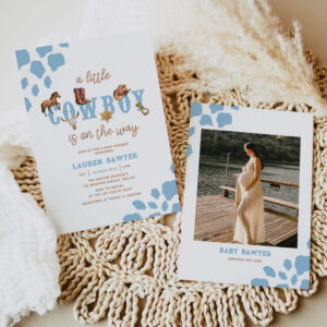 Western Little Cowboy Photo Baby Boy Shower Invitation