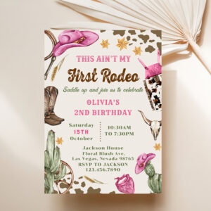 Western This Ain't My First Rodeo 2nd Birthday Invitation