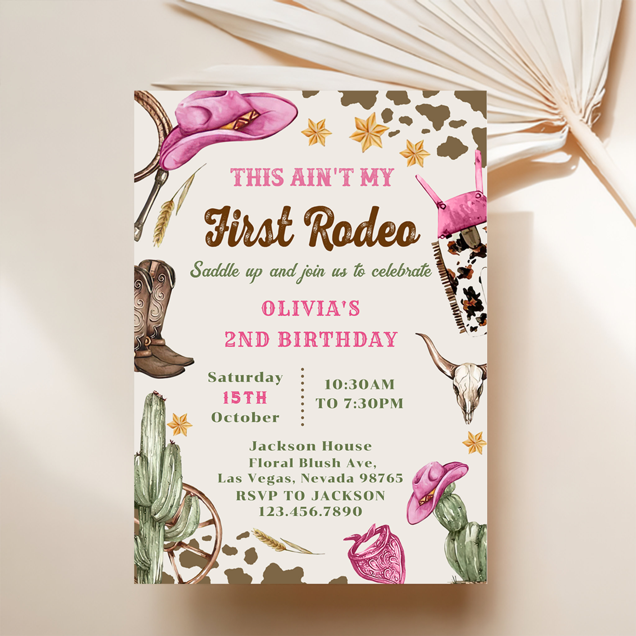 Western This Ain't My First Rodeo 2nd Birthday Invitation