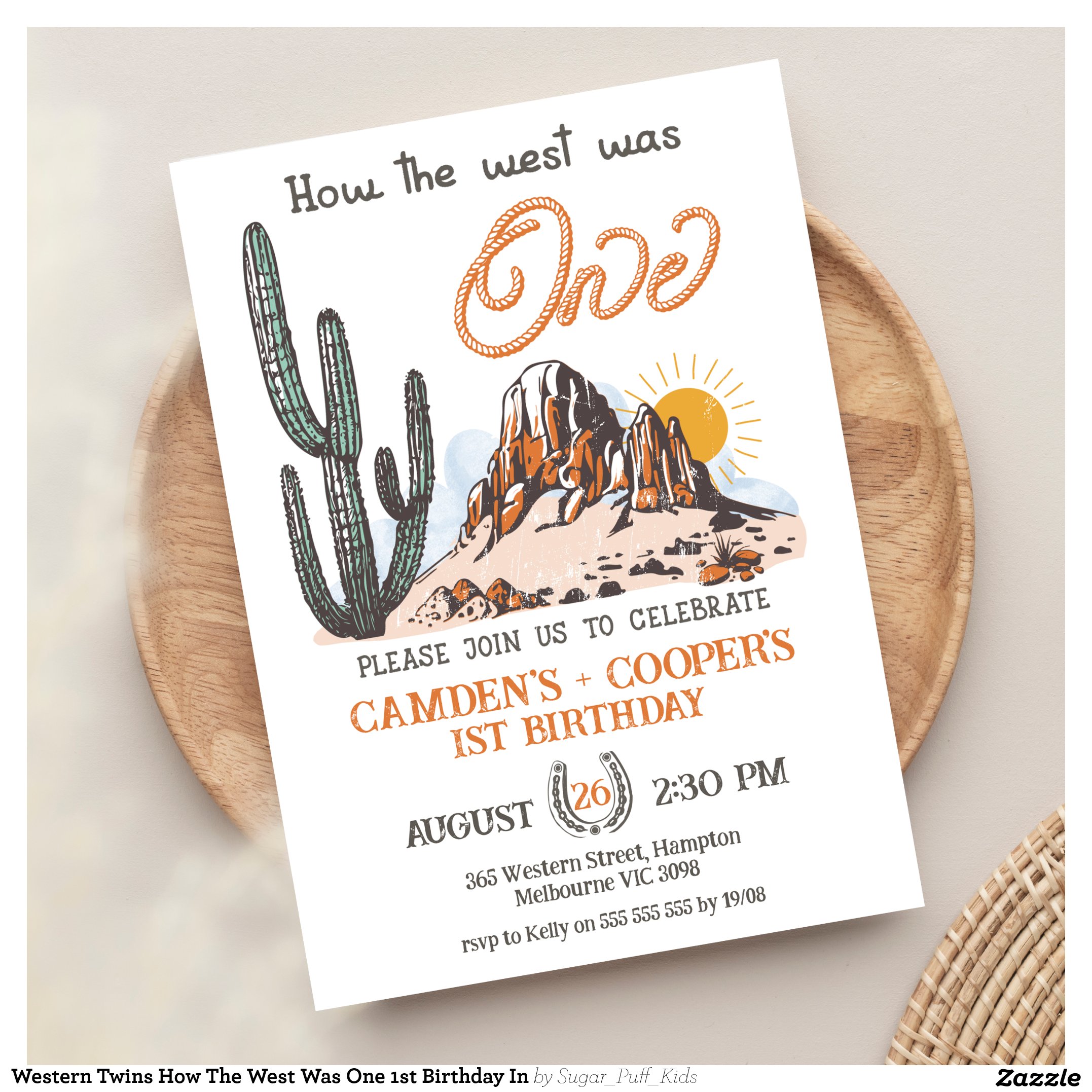 Western Twins How The West Was One 1st Birthday In Invitation