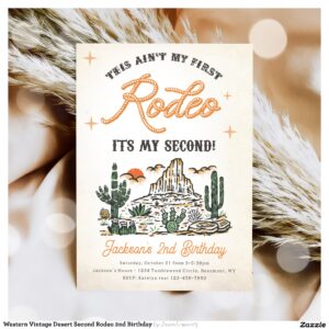 Western Vintage Desert Second Rodeo 2nd Birthday Invitation