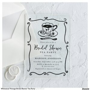 Whimsical Vintage Bridal Shower Tea Party Acrylic Invitations