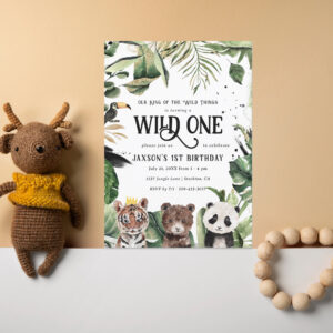Wild One 1st Birthday King of Things Crown Invitation