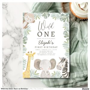 Wild One Safari Boy's 1st Birthday Invitation