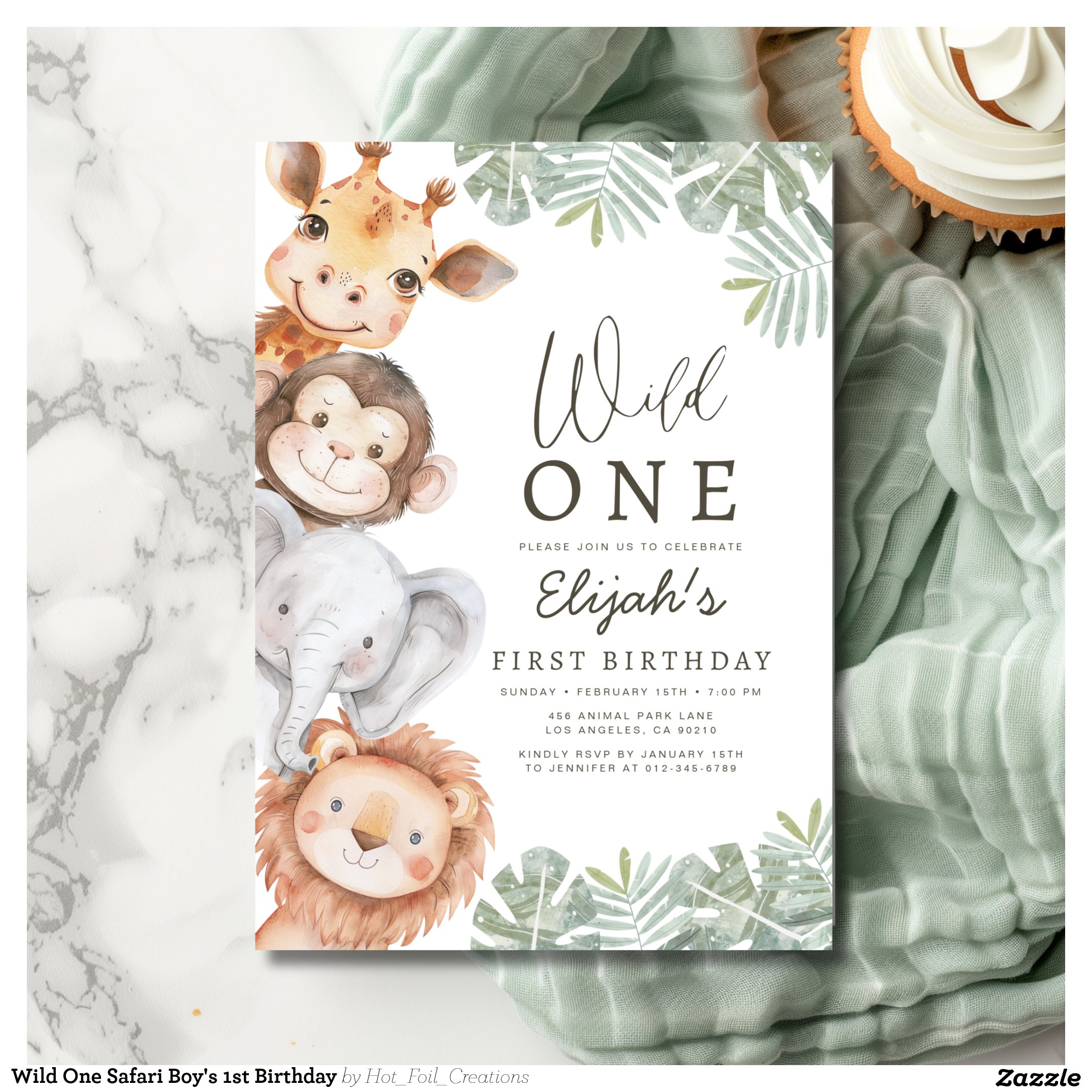 Wild One Safari Boy's 1st Birthday Invitation