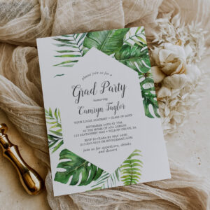 Wild Tropical Palm Graduation Party Invitation