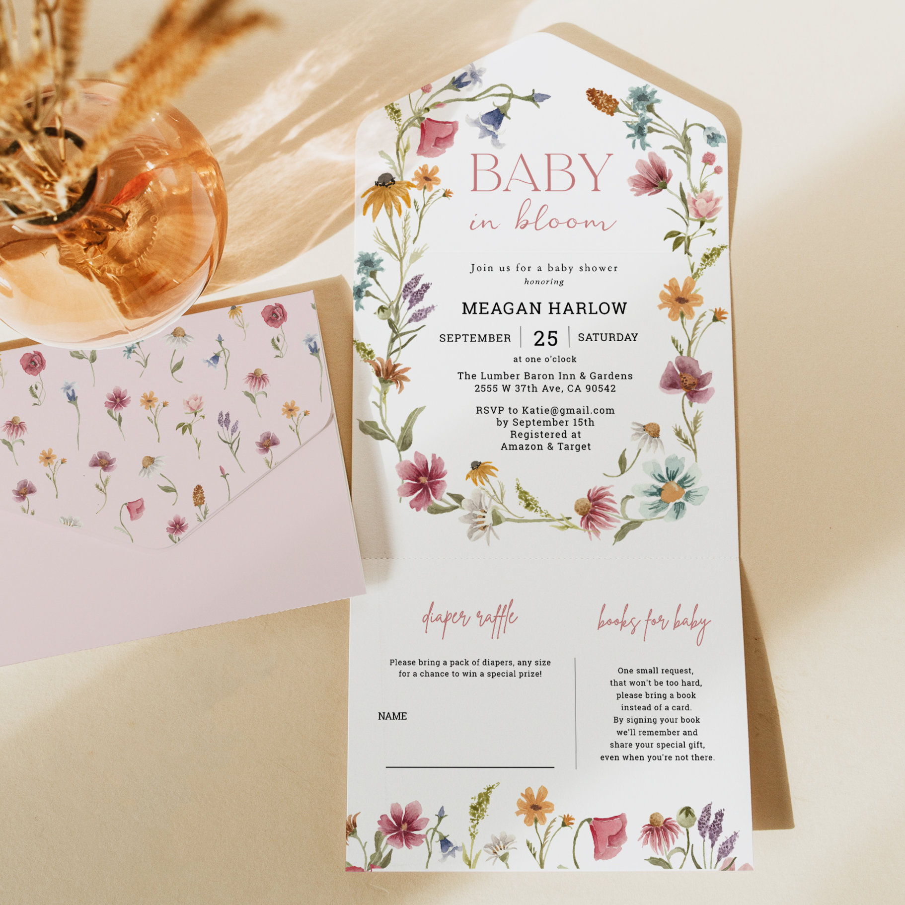 Wildflower Baby In Bloom Baby Shower All In One Invitation