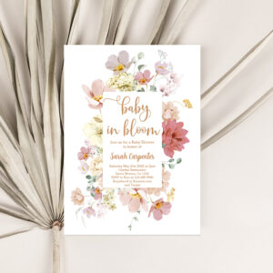 Wildflower baby in Bloom baby shower girl Invitation