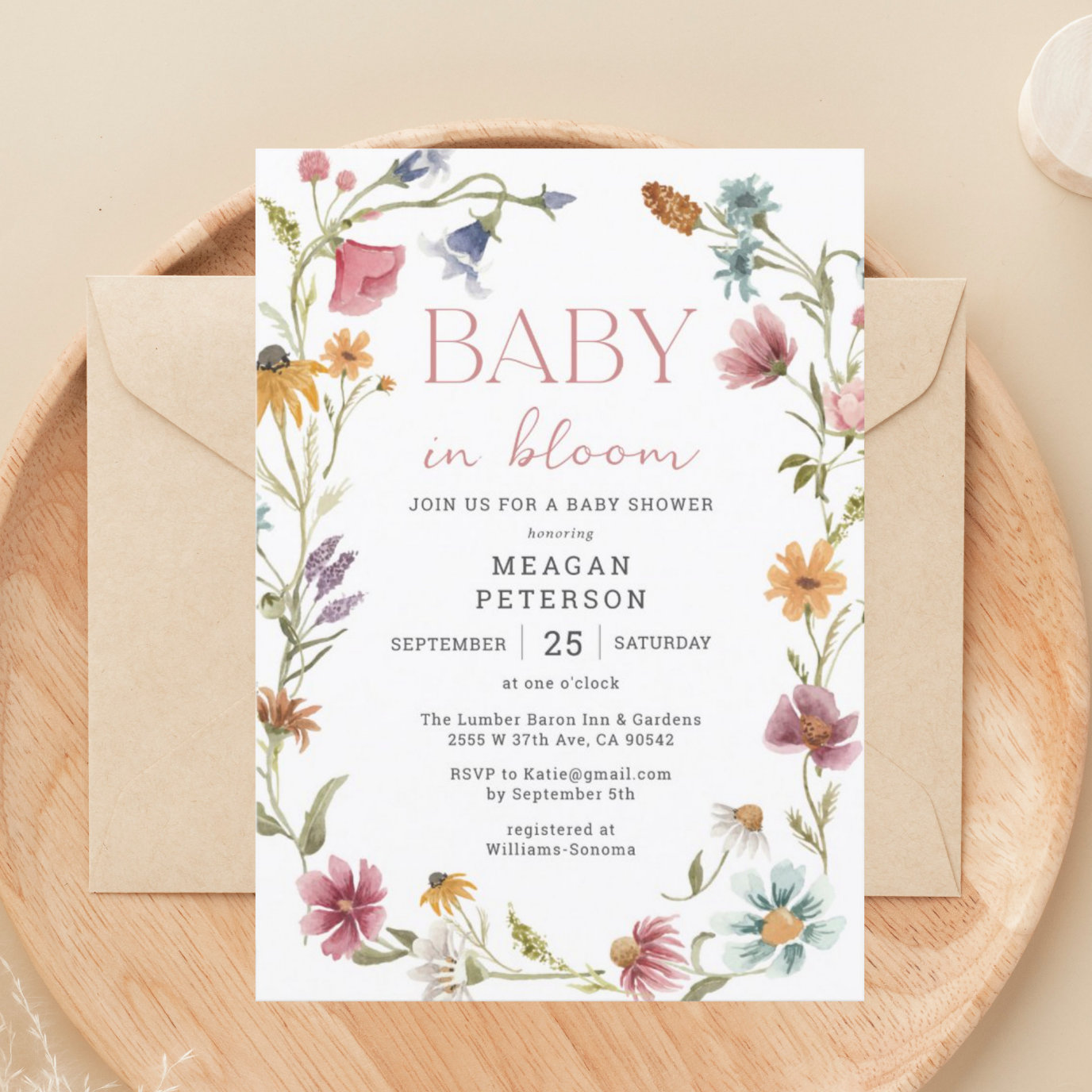 Wildflower Baby In Bloom Girl Baby Shower Invitation