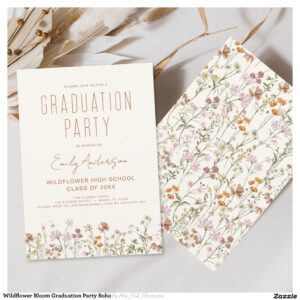 Wildflower Bloom Graduation Party Boho Invitation
